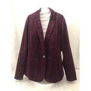 Burgundy Velvet Blazer, XXL, lined